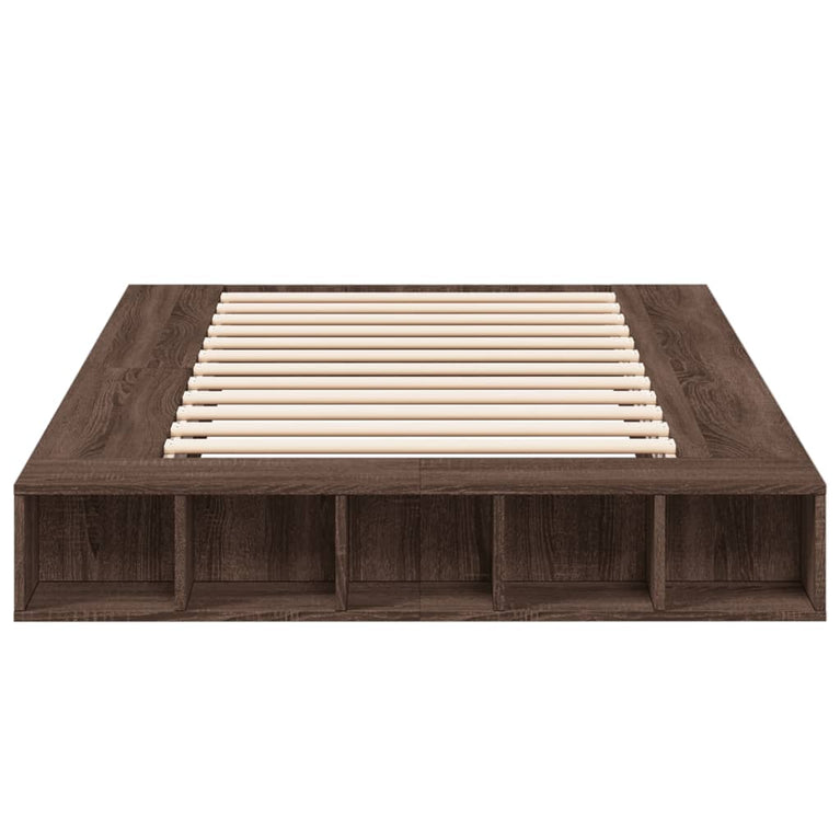 Bedframe bewerkt hout bruin eikenkleur 140x190 cm