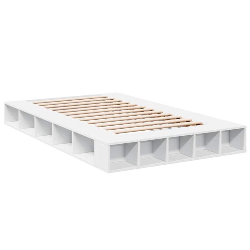 Bedframe bewerkt hout wit 135x190 cm