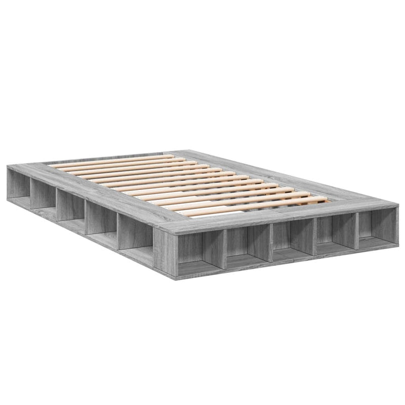 Bedframe bewerkt hout grijs sonoma eikenkleurig 135x190 cm