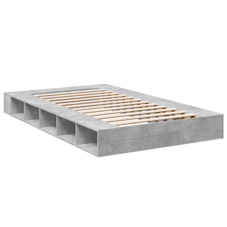 Bedframe bewerkt hout betongrijs 120x190 cm