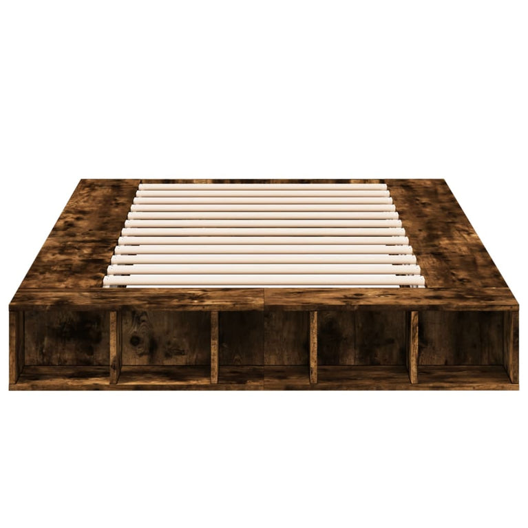 Bedframe bewerkt hout gerookt eikenkleurig 120x190 cm