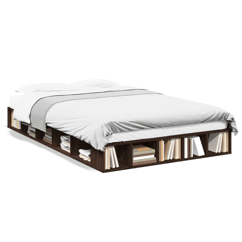 Bedframe bewerkt hout bruin eikenkleur 120x190 cm