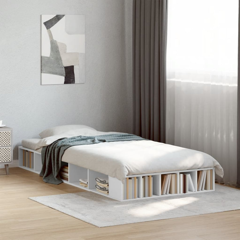 Bedframe bewerkt hout wit 100x200 cm