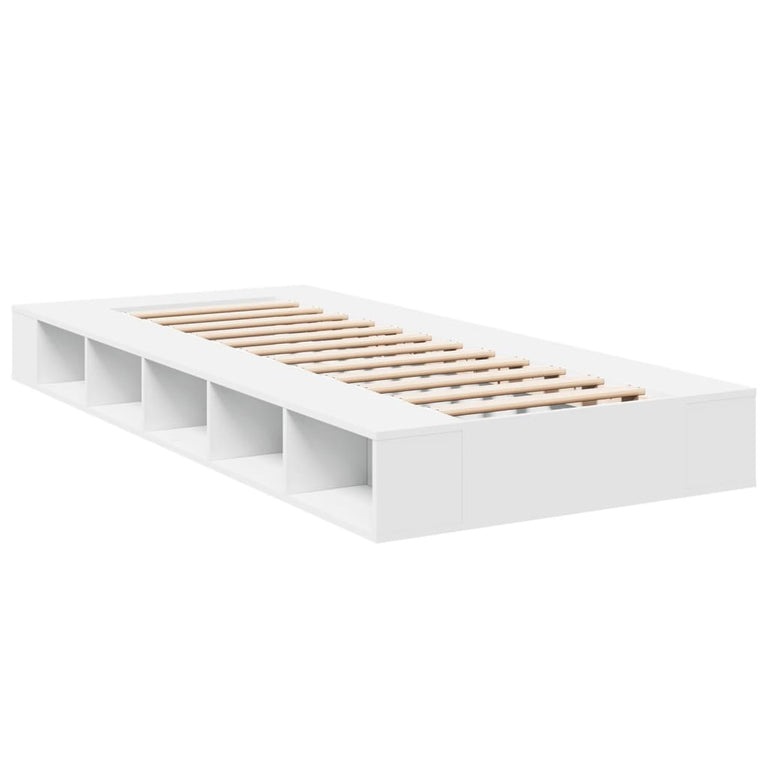 Bedframe bewerkt hout wit 100x200 cm