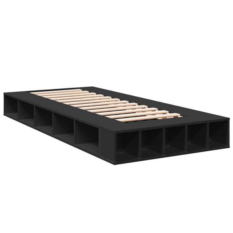 Bedframe bewerkt hout zwart 100x200 cm