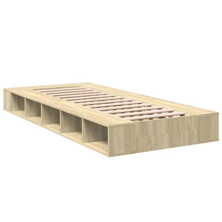 Bedframe bewerkt hout sonoma eikenkleurig 100x200 cm