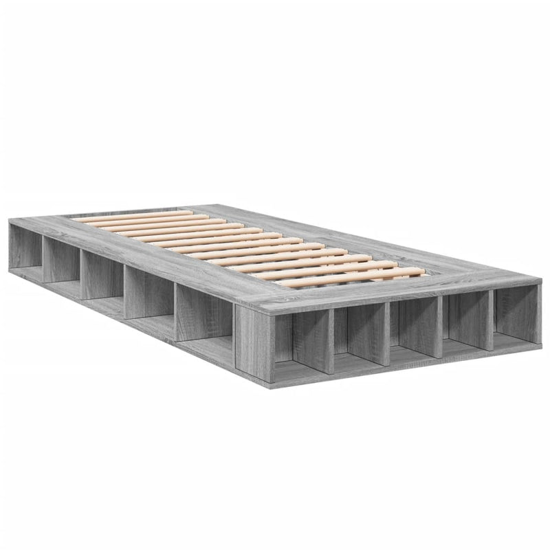Bedframe bewerkt hout grijs sonoma eikenkleurig 100x200 cm
