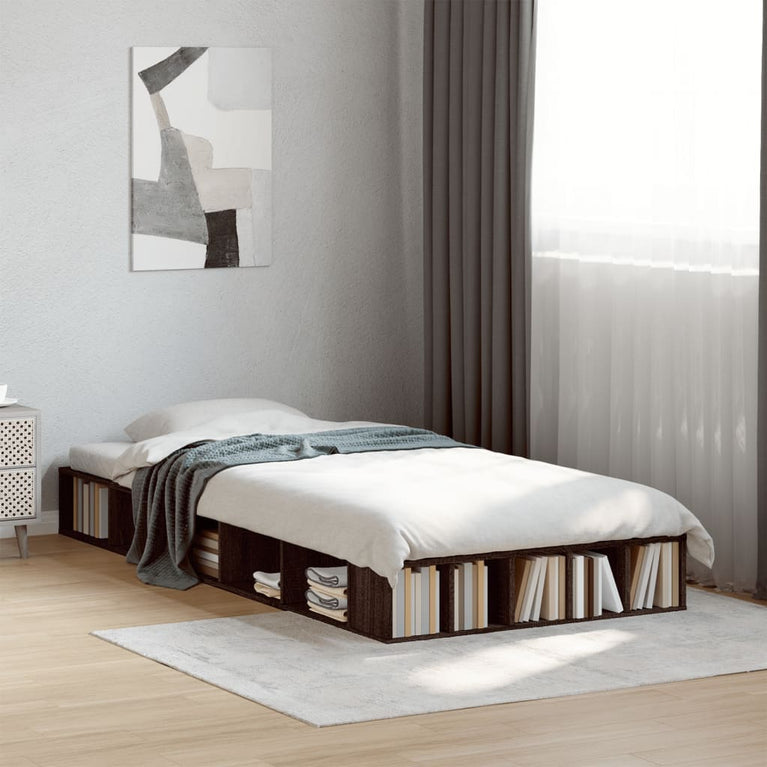 Bedframe bewerkt hout bruin eikenkleur 100x200 cm