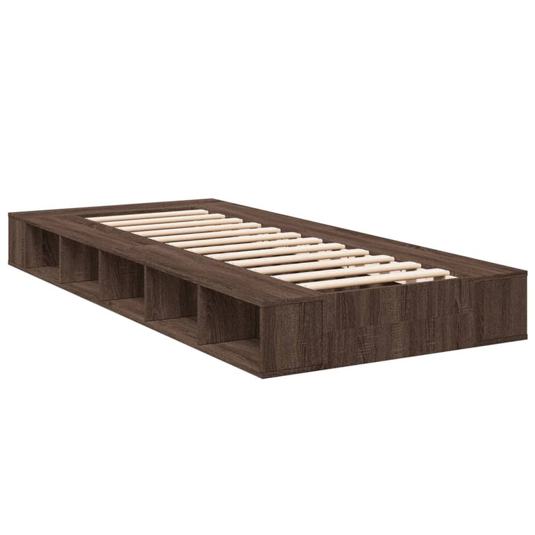 Bedframe bewerkt hout bruin eikenkleur 100x200 cm