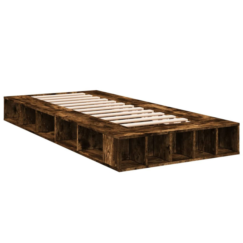 Bedframe bewerkt hout gerookt eikenkleurig 90x200 cm