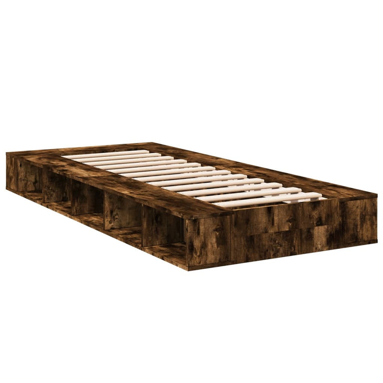 Bedframe bewerkt hout gerookt eikenkleurig 90x200 cm