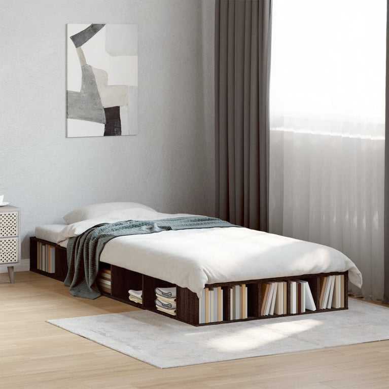 Bedframe bewerkt hout bruin eikenkleur 90x200 cm