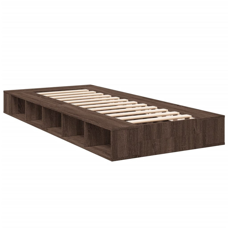 Bedframe bewerkt hout bruin eikenkleur 90x200 cm