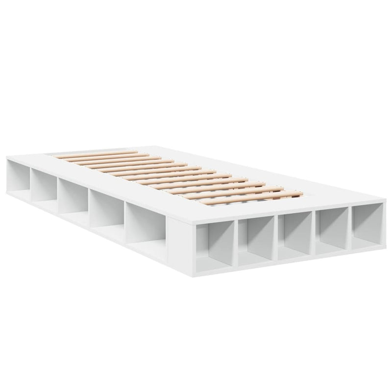 Bedframe bewerkt hout wit 90x190 cm