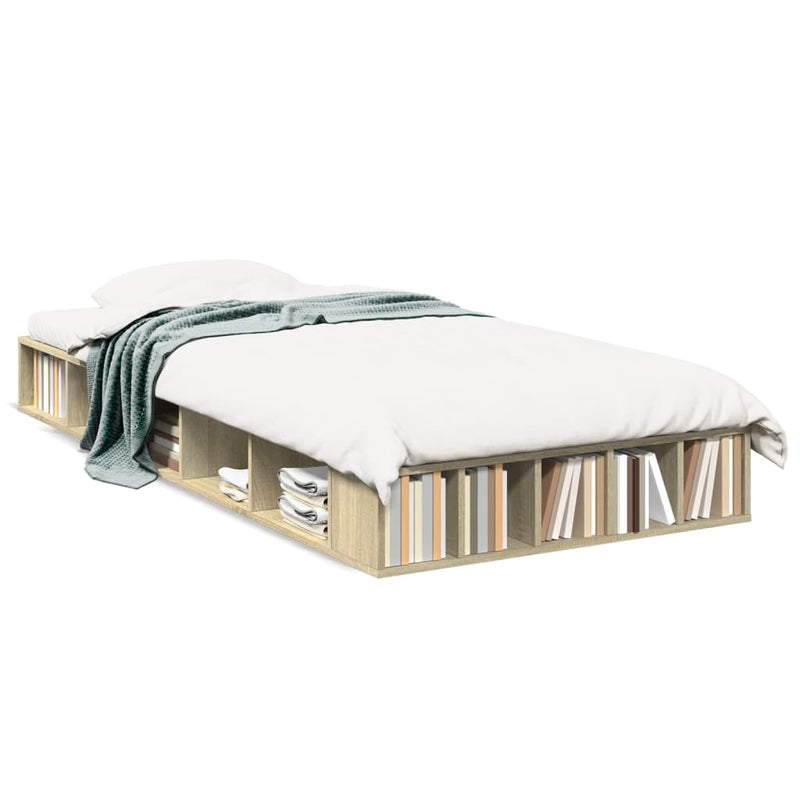 Bedframe bewerkt hout sonoma eikenkleurig 90x190 cm