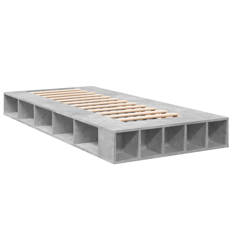 Bedframe bewerkt hout betongrijs 90x190 cm