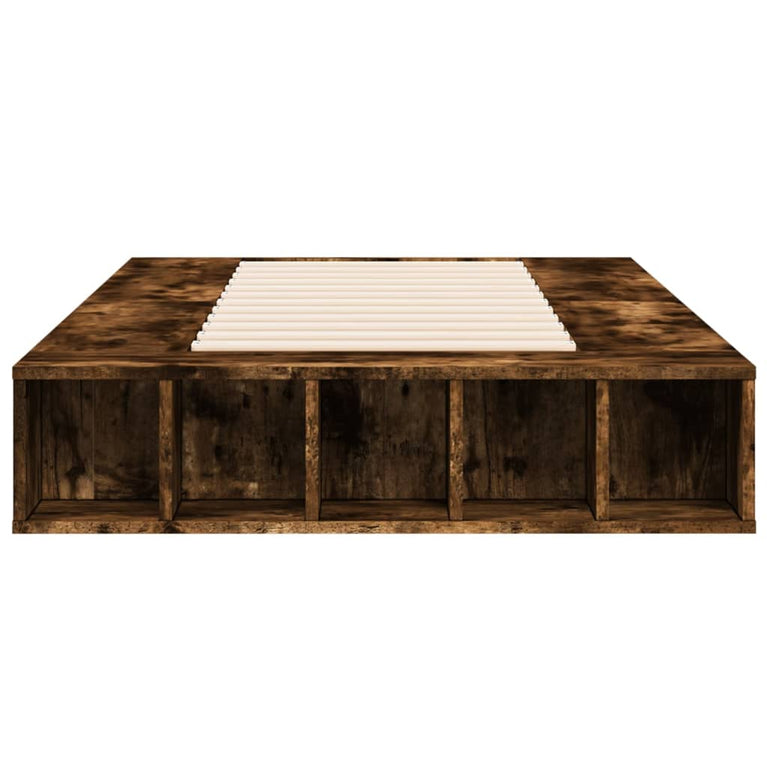 Bedframe bewerkt hout gerookt eikenkleurig 90x190 cm