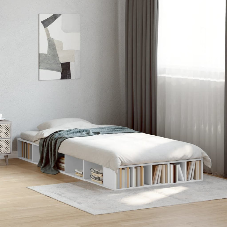 Bedframe bewerkt hout wit 75x190 cm