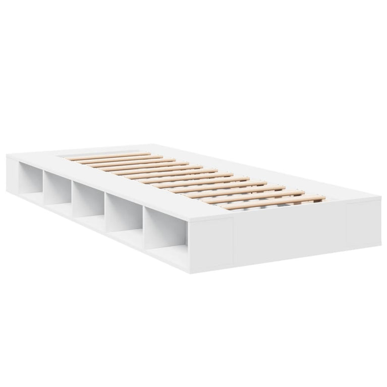 Bedframe bewerkt hout wit 75x190 cm