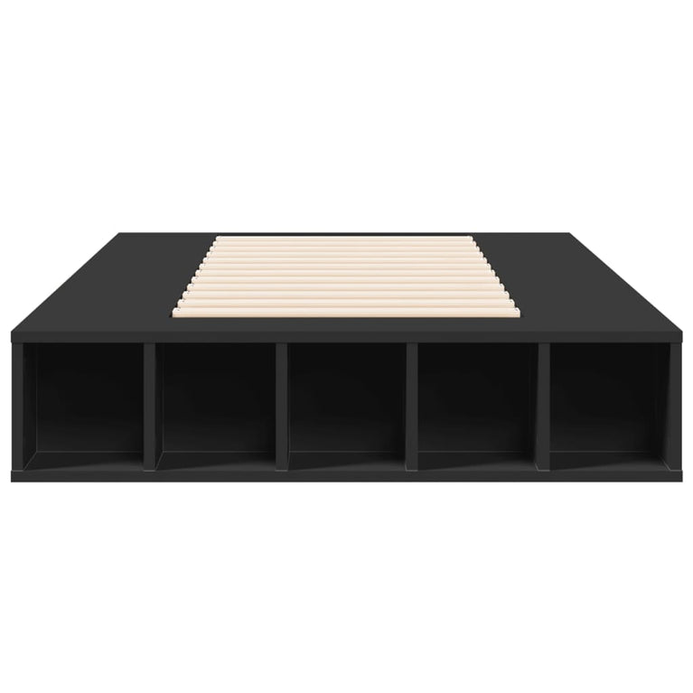 Bedframe bewerkt hout zwart 75x190 cm