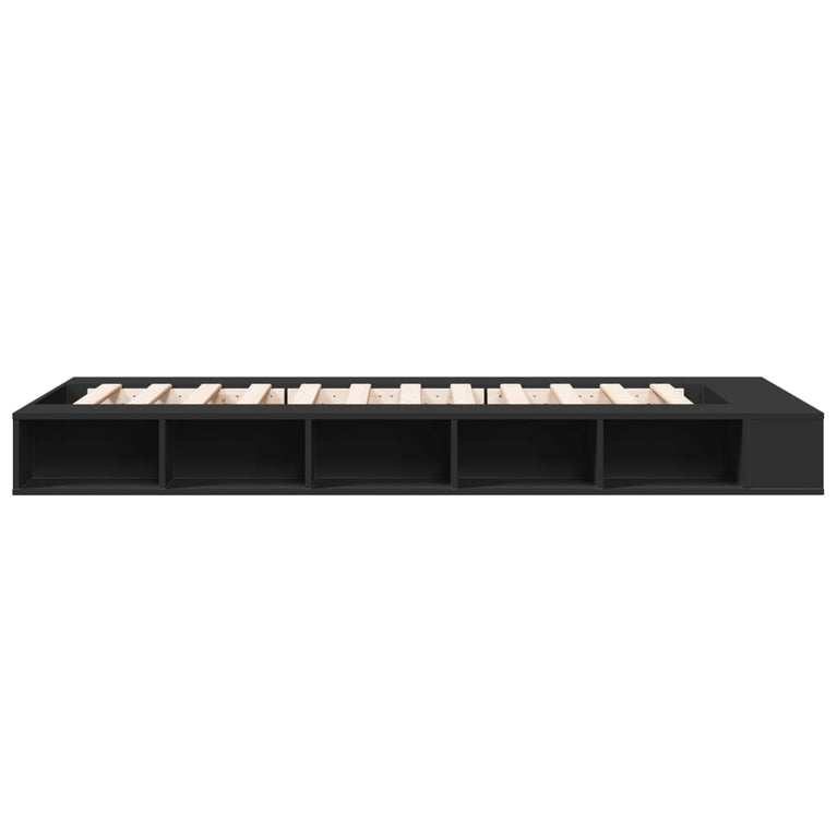 Bedframe bewerkt hout zwart 75x190 cm