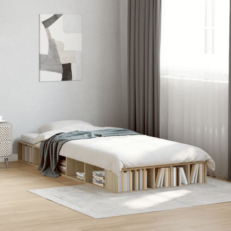 Bedframe bewerkt hout sonoma eikenkleurig 75x190 cm