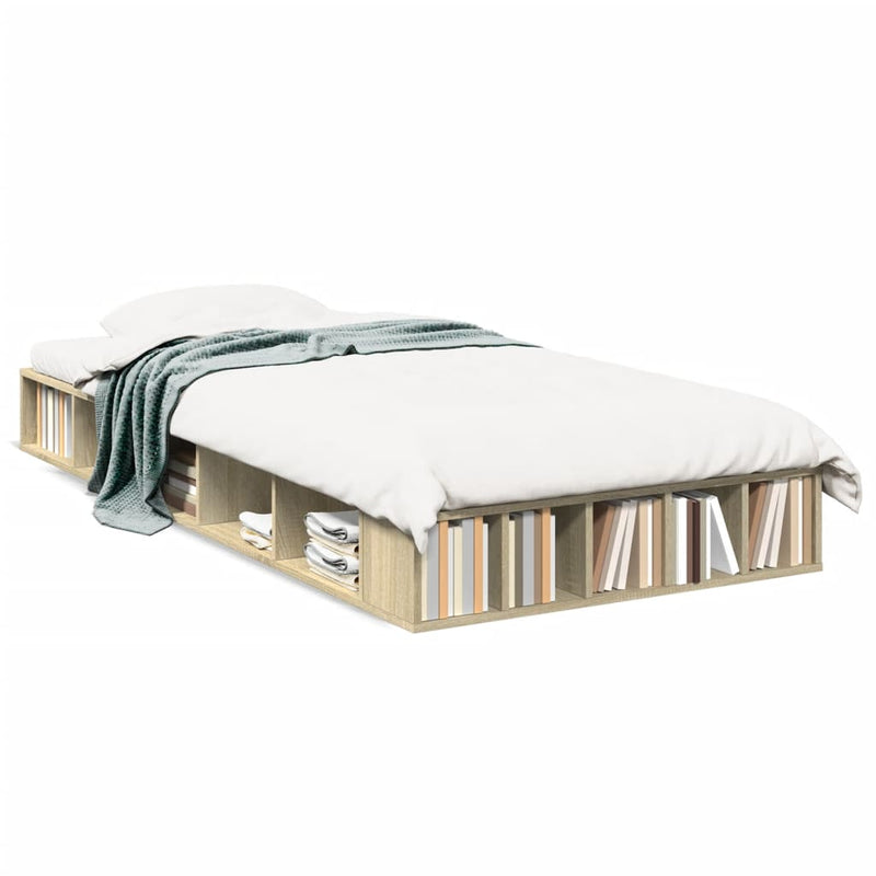 Bedframe bewerkt hout sonoma eikenkleurig 75x190 cm