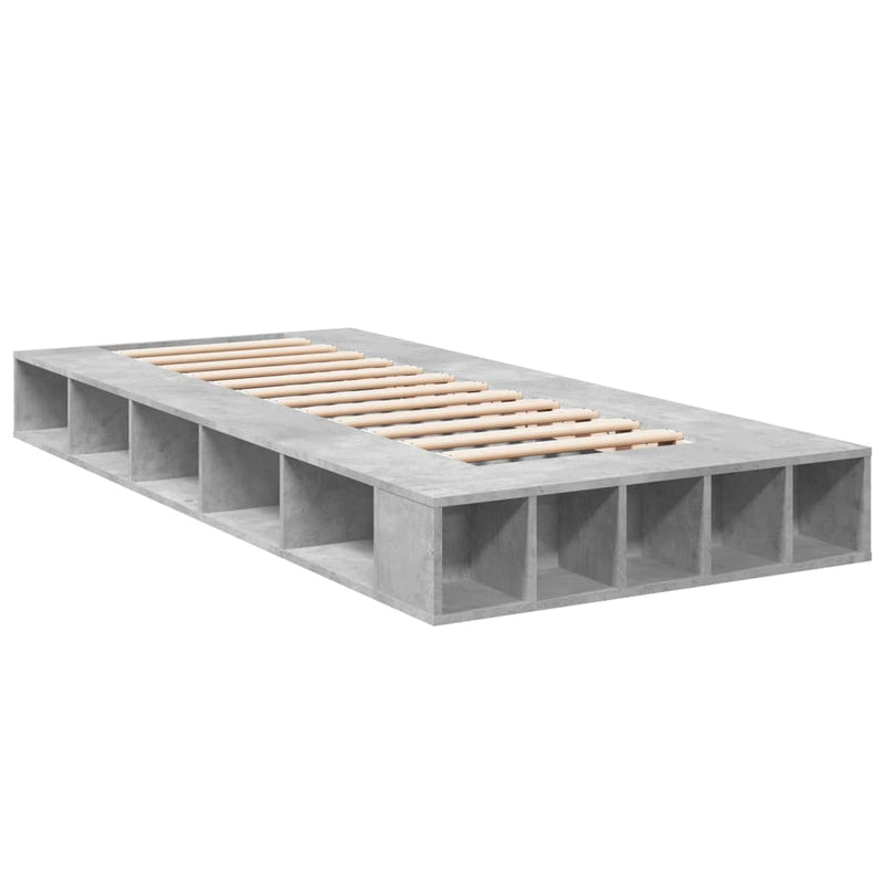 Bedframe bewerkt hout betongrijs 75x190 cm