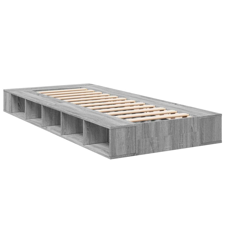 Bedframe bewerkt hout grijs sonoma eikenkleurig 75x190 cm