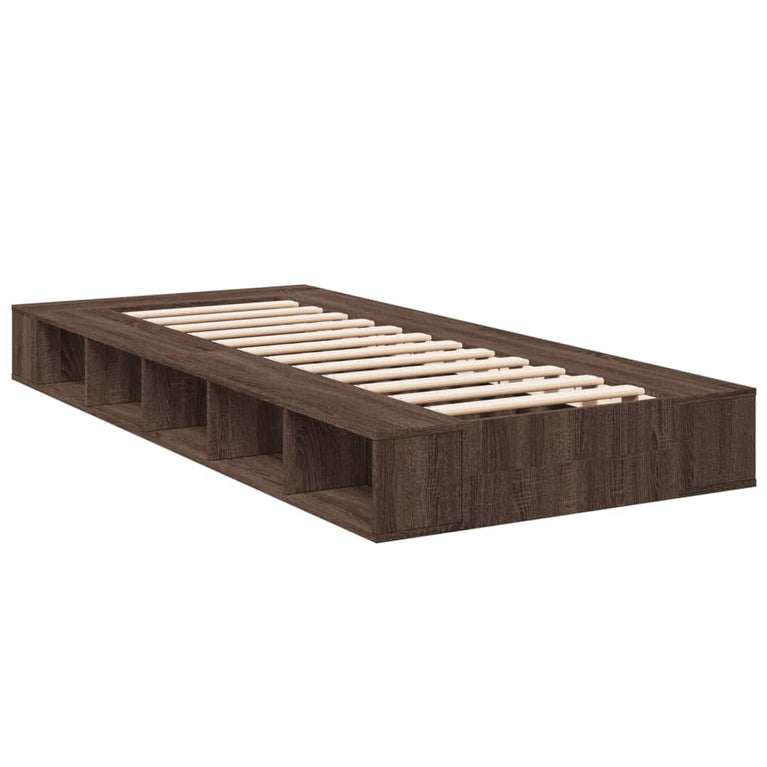 Bedframe bewerkt hout bruin eikenkleur 75x190 cm