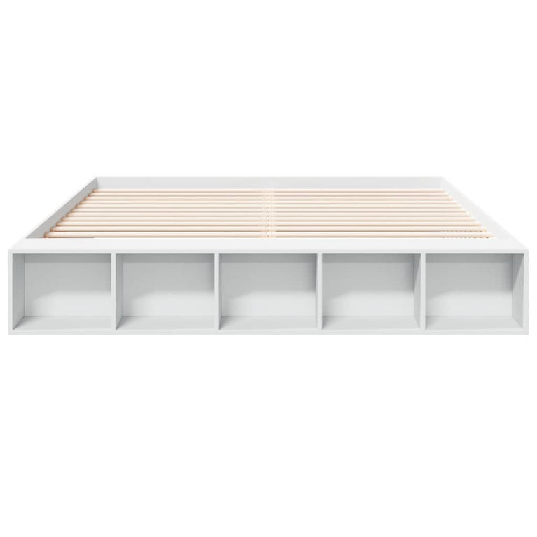 Bedframe massief hout wit 200x200 cm