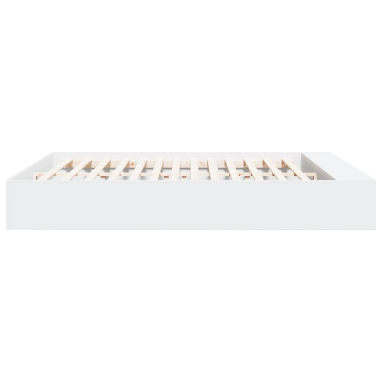 Bedframe massief hout wit 200x200 cm