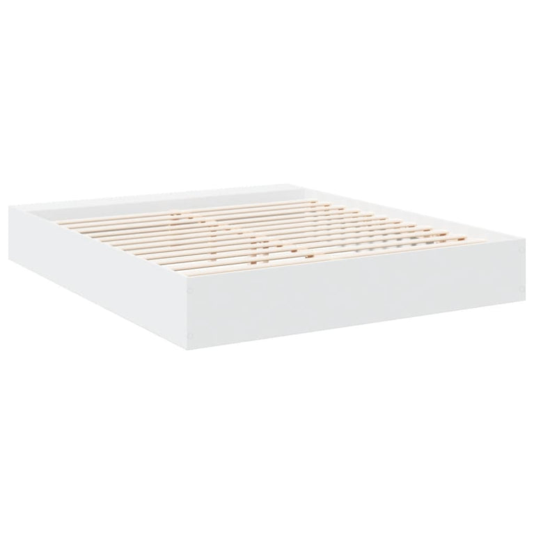 Bedframe massief hout wit 200x200 cm