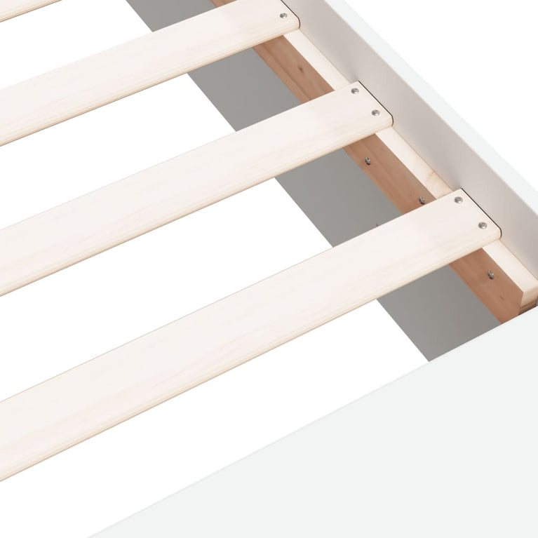 Bedframe massief hout wit 200x200 cm