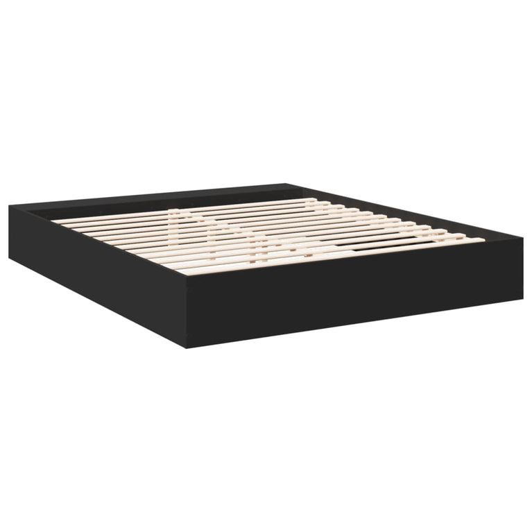 Bedframe massief hout zwart 200x200 cm