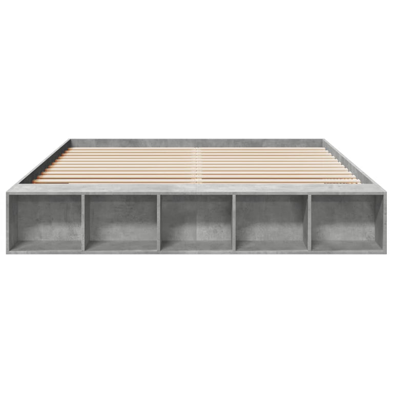 Bedframe bewerkt hout betongrijs 200x200 cm