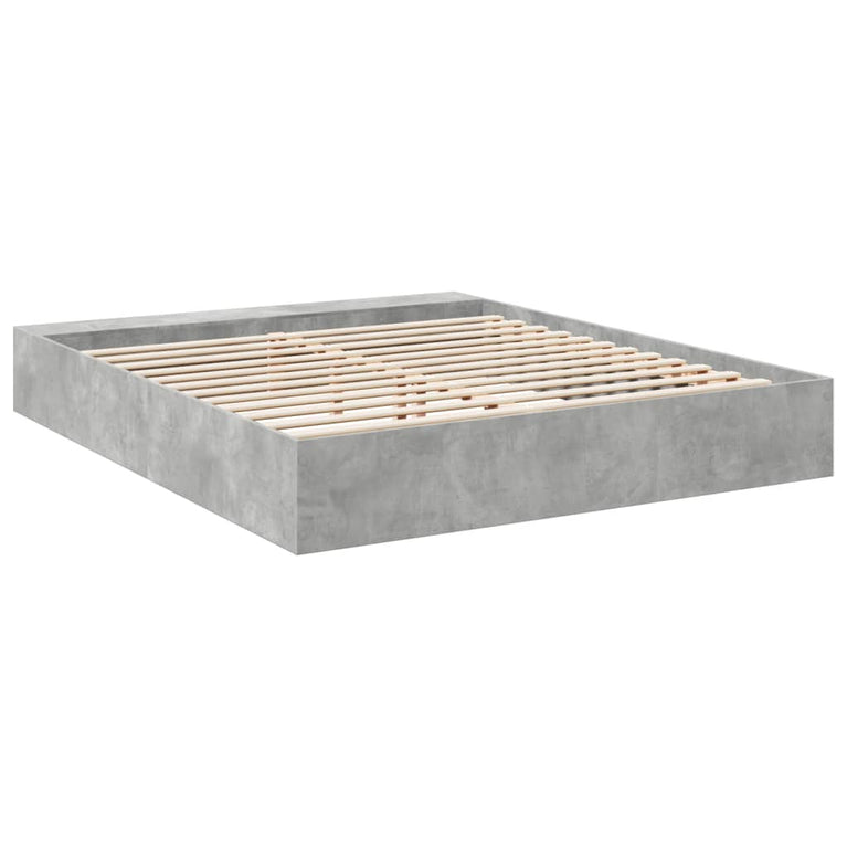 Bedframe bewerkt hout betongrijs 200x200 cm