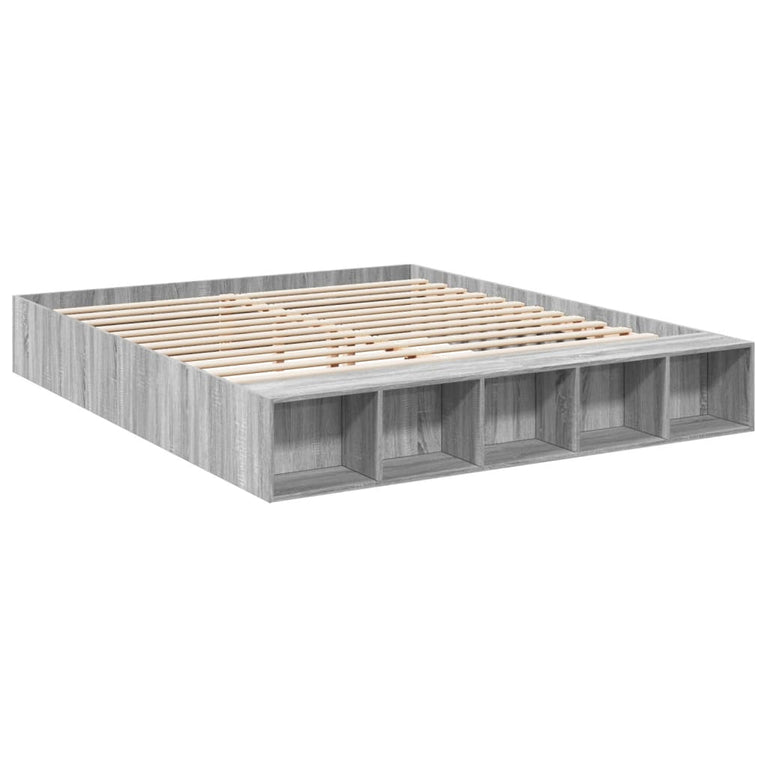 Bedframe bewerkt hout grijs sonoma eikenkleurig 200x200 cm