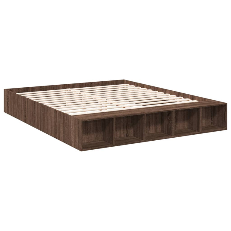Bedframe bewerkt hout bruin eikenkleur 200x200 cm