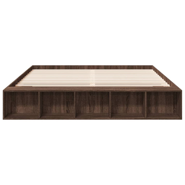 Bedframe bewerkt hout bruin eikenkleur 200x200 cm