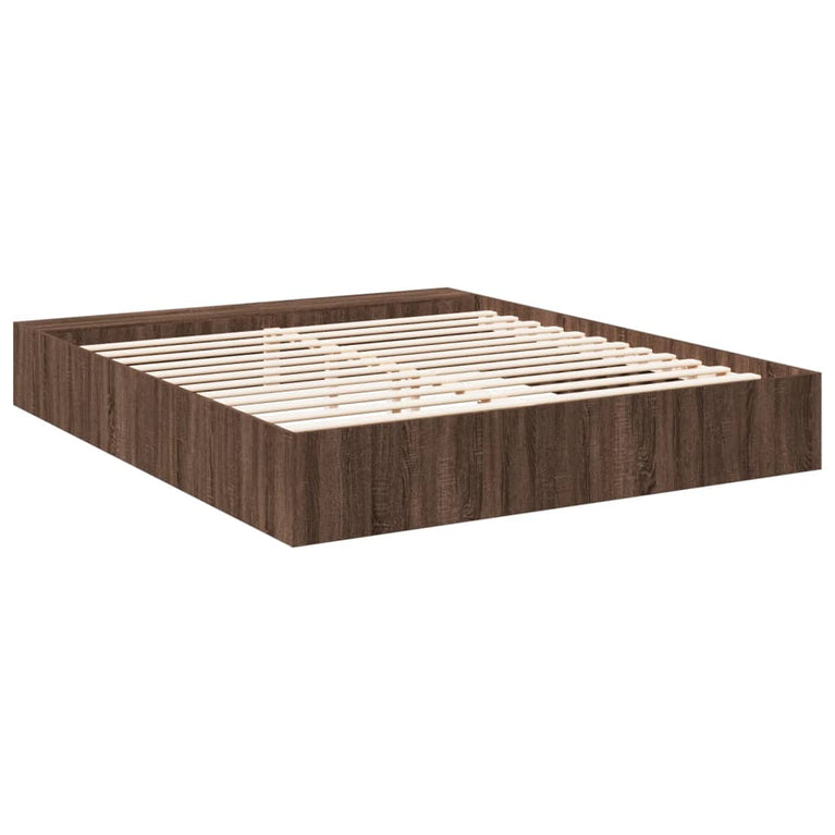 Bedframe bewerkt hout bruin eikenkleur 200x200 cm