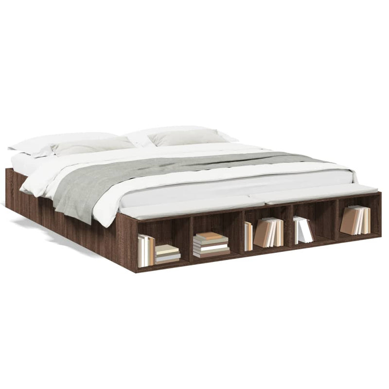 Bedframe bewerkt hout bruin eikenkleur 200x200 cm