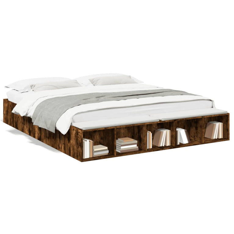 Bedframe bewerkt hout gerookt eikenkleurig 180x200 cm