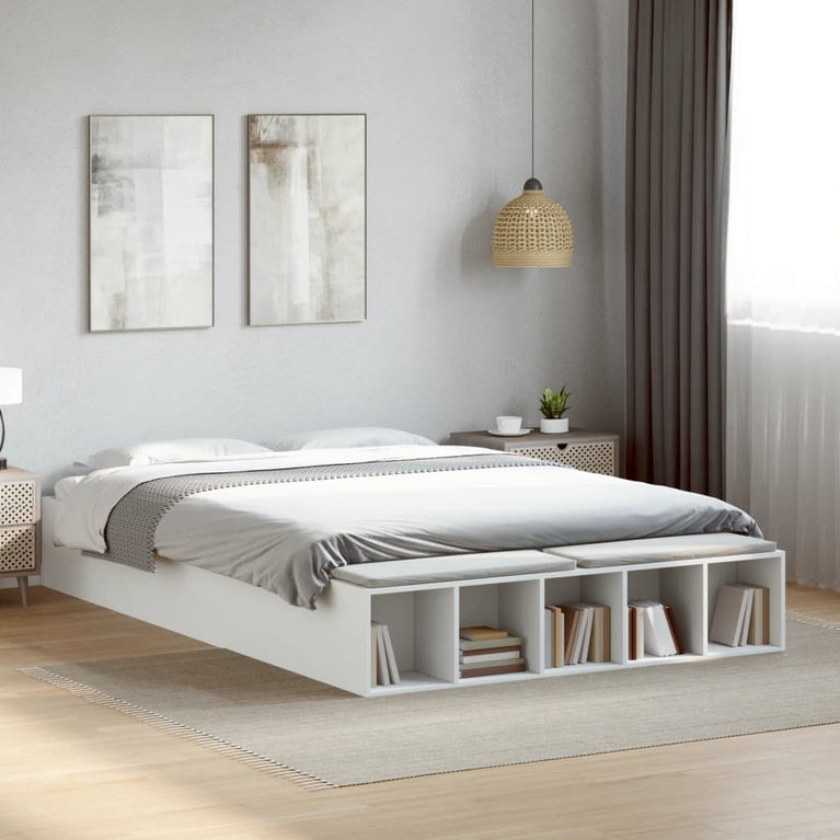 Bedframe bewerkt hout wit 160x200 cm
