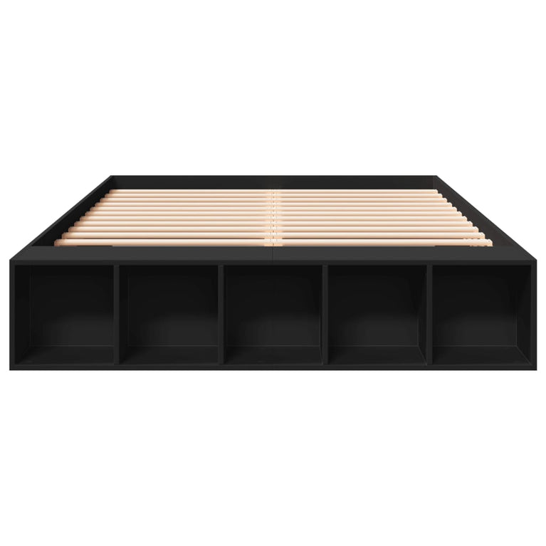 Bedframe bewerkt hout zwart 160x200 cm