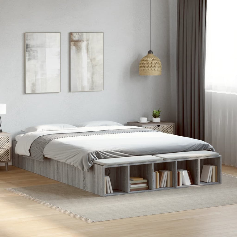Bedframe bewerkt hout grijs sonoma eikenkleurig 160x200 cm