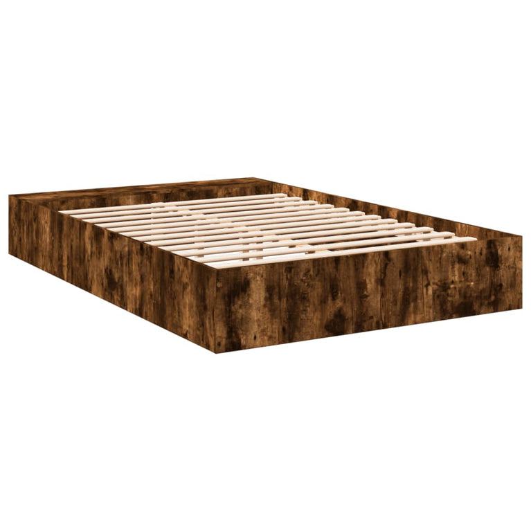 Bedframe bewerkt hout gerookt eikenkleurig 150x200 cm