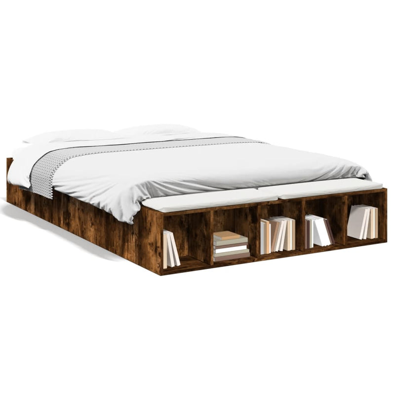Bedframe bewerkt hout gerookt eikenkleurig 150x200 cm