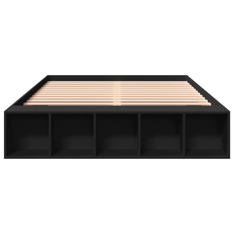 Bedframe bewerkt hout zwart 140x200 cm