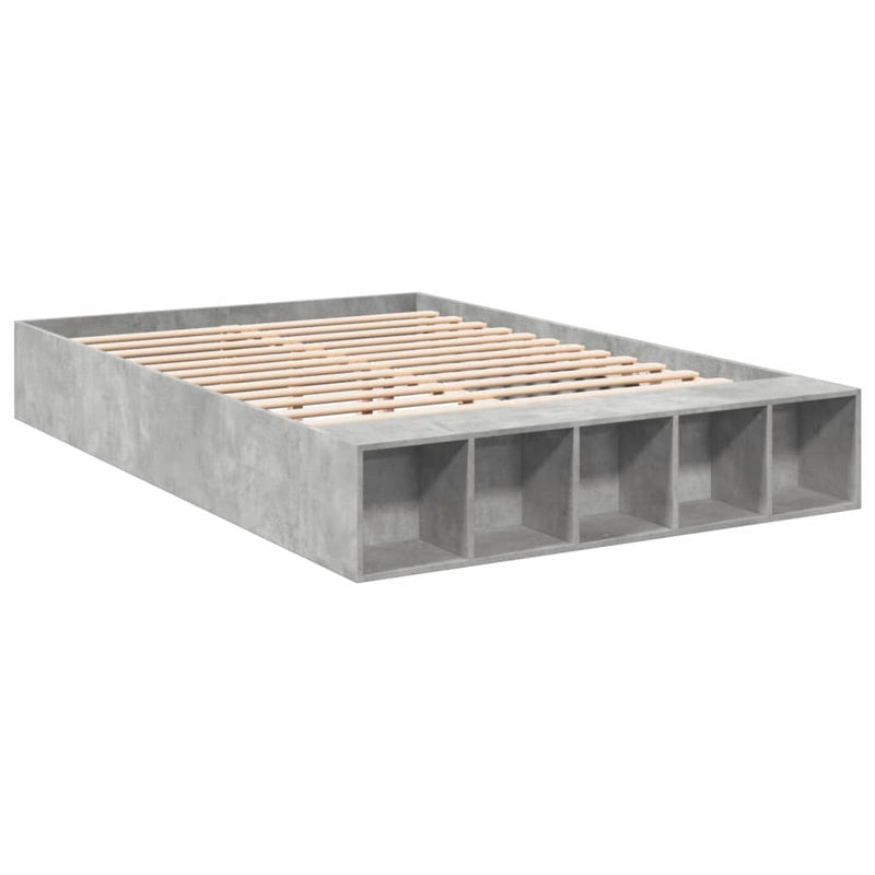 Bedframe bewerkt hout betongrijs 140x200 cm